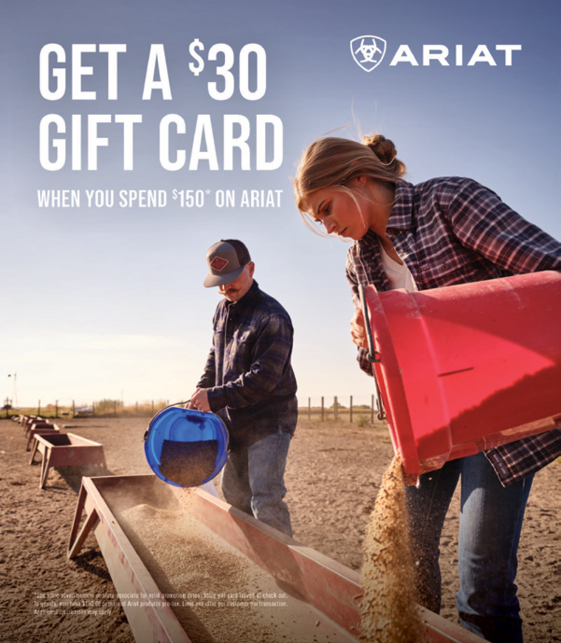Ariat: $30 gift card with $150 Ariat purchase